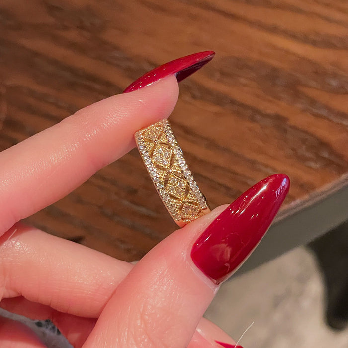 Wholesale Vintage Open End Ring with Full Diamond Zirconia Micro Inlay, Unique Design, High End, Personalized Accessory