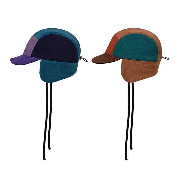 Wholesale Baseball cap, quick drying duckbill cap, ear protection, color blocked cap, fleece fleece