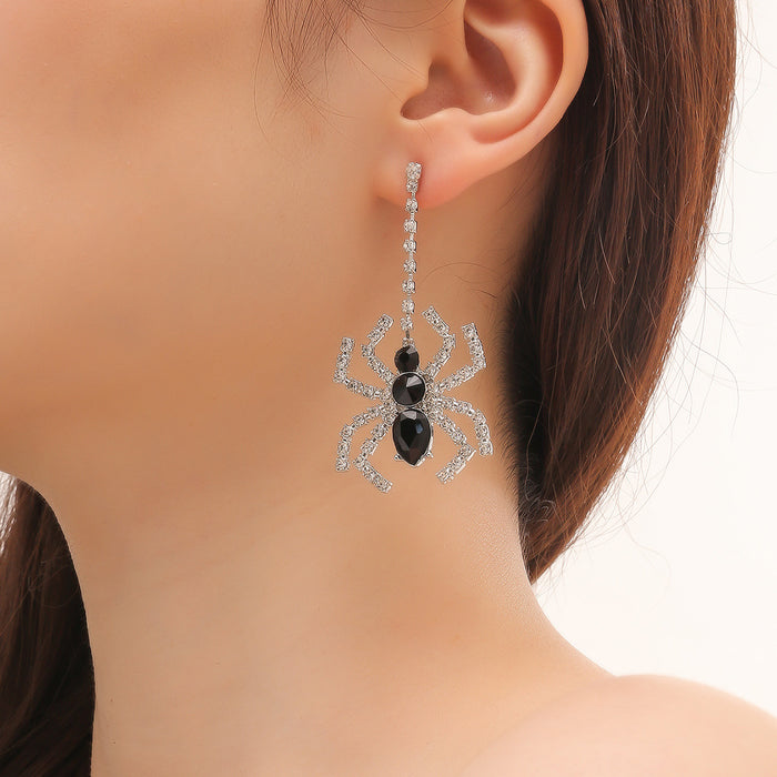 Wholesale Halloween Rhinestone Spider Earrings JDC-ES-JunJie011