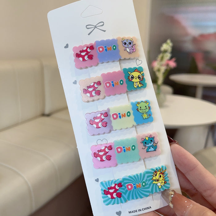 Wholesale 5 PCS Cute cartoon pattern plaid hair clip