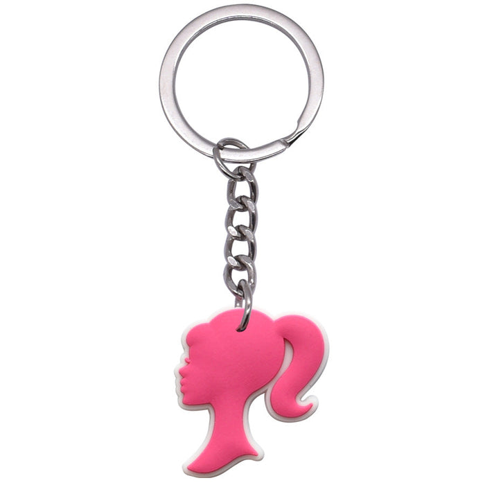 Wholesale 10pcs New Pink Princess Girl Silicone Keychains JDC-KC-XinChuang003