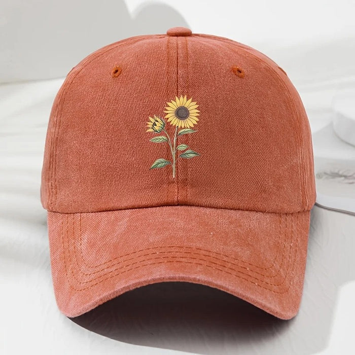 Wholesale Trendy Sunflower Pattern Baseball Cap Adjustable Washed Multi Color Summer Hat