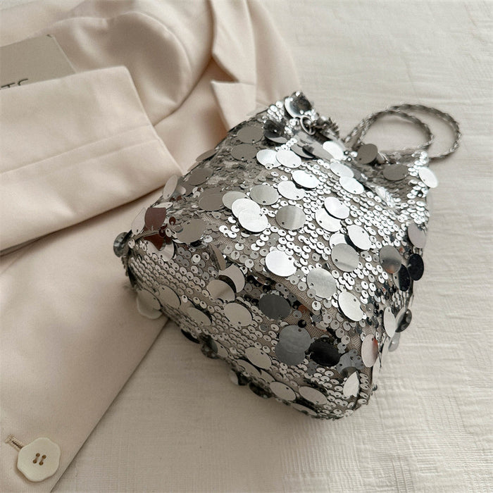 Wholesale Glitter niche design versatile chain crossbody bag, single shoulder bucket bag