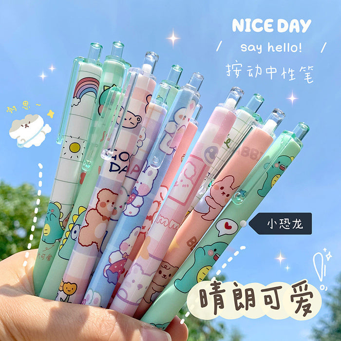 Wholesale Student cartoon press gel pen  cute wind 0. 5 press black sign pen student