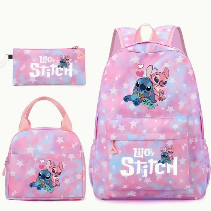 Wholesale Colorful cartoon pattern three-piece set casual large-capacity student backpack bags