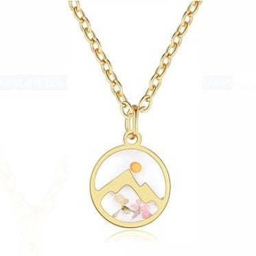 Wholesale Stainless Steel Faith Hope Seed NecklaceTransmountain Mustard Seed Geometric Shape Titanium Pendant