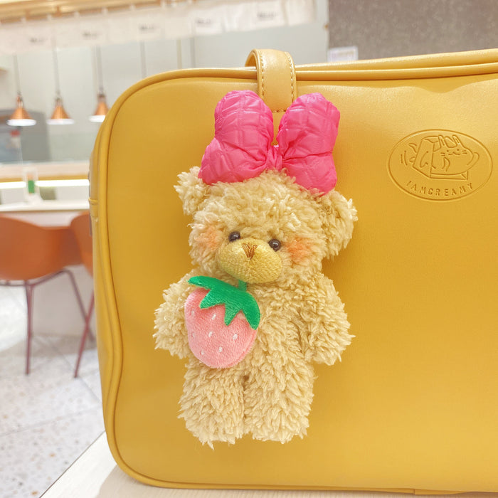 Wholesale Creative Cartoon Strawberry Bear Doll Keychain Cute Bear Doll Bag Pendant