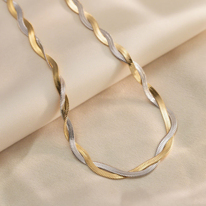 Wholesale 2pcs Simple and stylish  snake chain cross- hop jewelry chain set stainless steel chain necklace