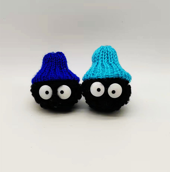 Wholesale Coal ball keychain plush pendant cartoon knitted DIY accessory