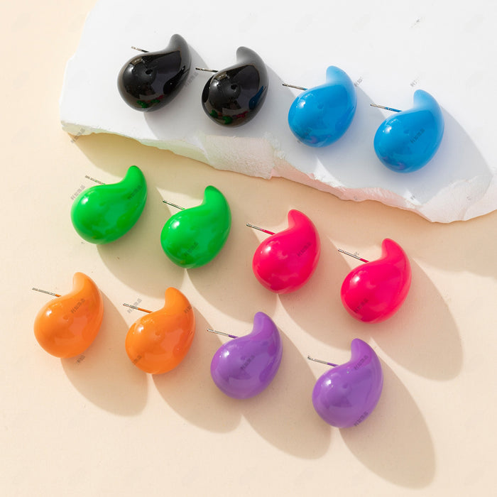 Wholesale Water droplet shaped earrings with a simple temperament and tear drop enamel anti allergic earrings