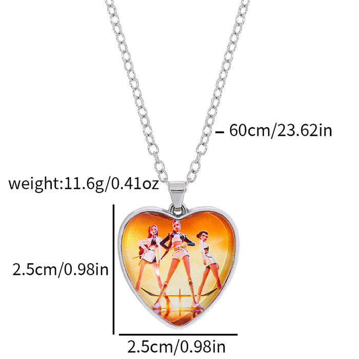 Wholesale Time Gem Heart Necklace with Colorful Heart Pendant
