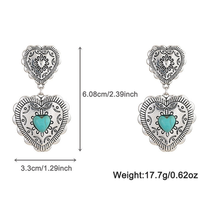 Wholesale Valentine's Day Love Heart Earrings Vintage Alloy Earrings JDC-ES-KenJie001