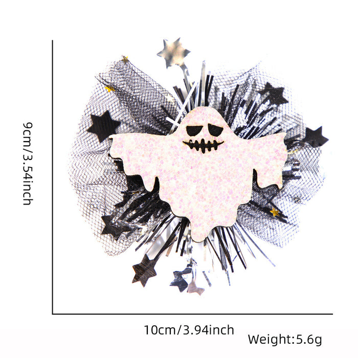 Wholesale Halloween Party Hairpin Headwear Adult Children Ghost Festival Ghost Pumpkin Ghost Mesh Side Clip Hairpin