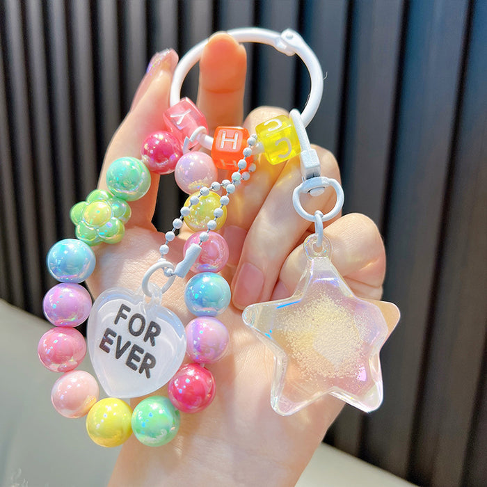 Wholesale Acrylic Beaded Five-pointed Star Keychain JDC-KC-WoA038