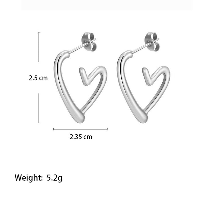 Wholesale Simple stainless steel love earrings cold wind earrings
