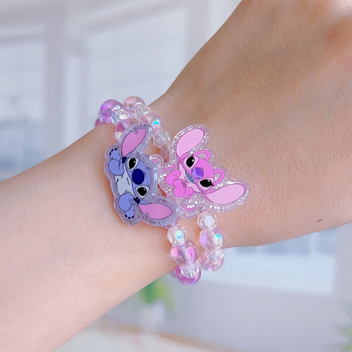 Wholesale 5 pcs Cute pink and purple cartoon beaded bracelet