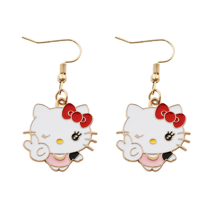 Wholesale Sanrio Cartoon Earrings Cute KT Earrings Student Girl Alloy Oil Drop Earrings Jewelry JDC-ES-BS001