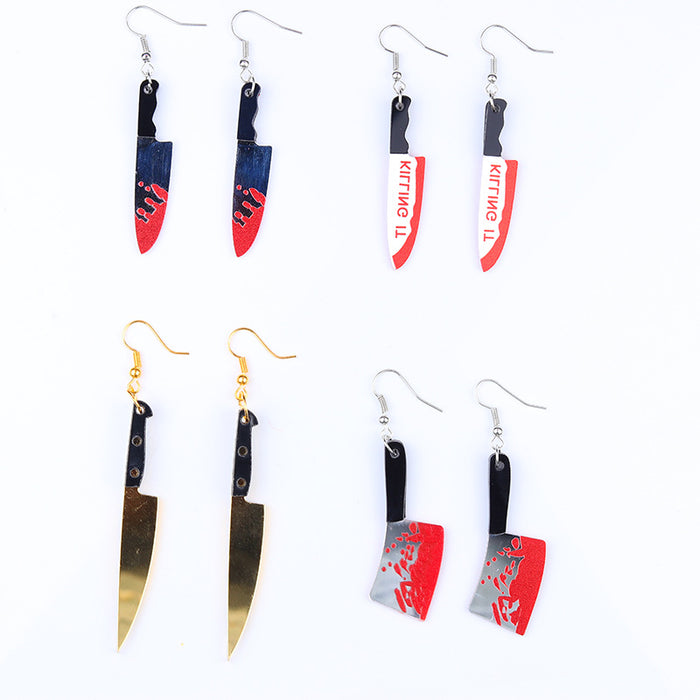 Wholesale Kitchen Knife  Mirror Acrylic Earrings  Ear Hooks  Gold and Silver Earrings