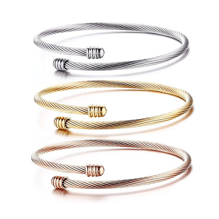 Wholesale Simple Three-color 18K Gold Stainless Steel Bracelet JDC-BT-LiR003