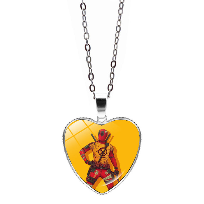 Wholesale Marvel Deadpool Wolverine Love Necklace Jewelry Women Deadpool Wolverine Heart Pendant Sweater Chain JDC-NE-JY003