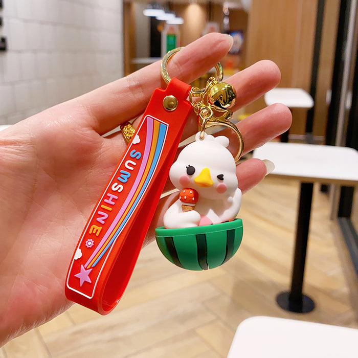 Wholesale PVC Duck Cute Cartoon Doll Keychain JDC-KC-NLu017