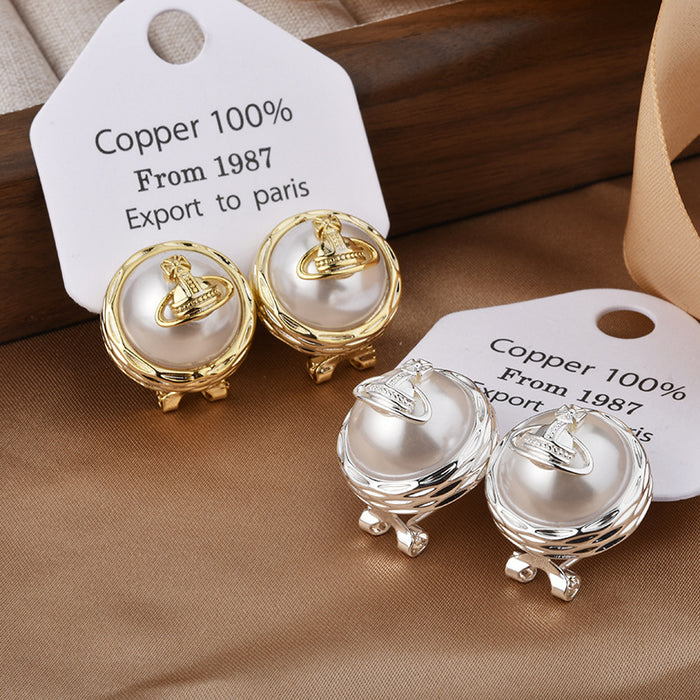 Wholesale Niche temperament versatile commuting pearl ear clip earrings retro exquisite high-end earrings