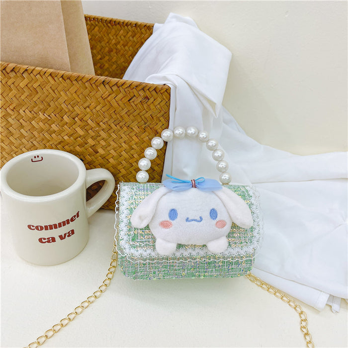 Wholesale PU Sequin Children's Accessories Bag Pearl Portable Shoulder Crossbody Bag JDC-SD-GM004