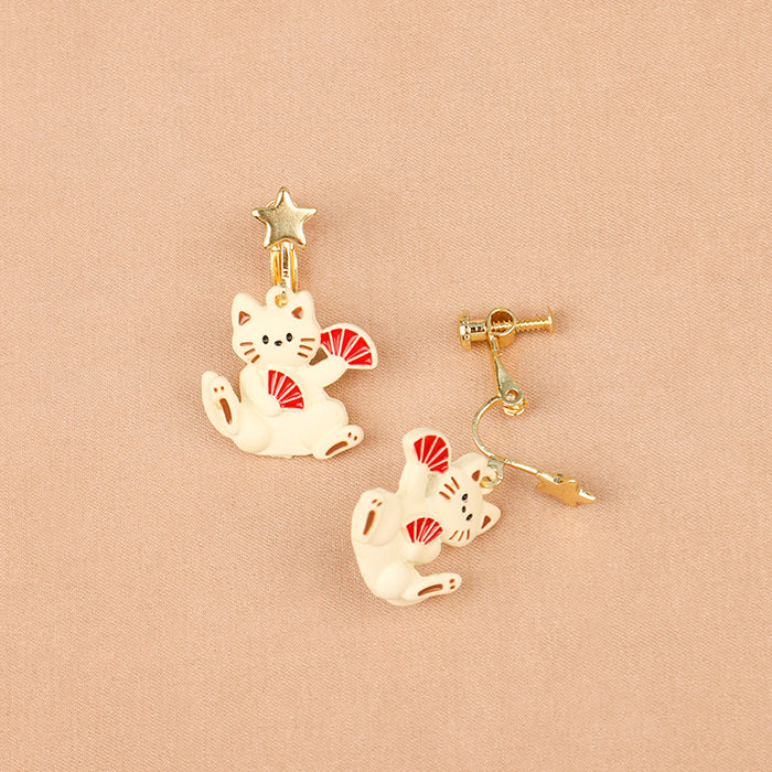 Wholesale  S925 Silver Needle Cat Earrings Cute  Cartoon Ear Clip Earrings