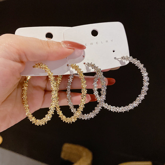 Wholesale  s925 Silver Needle  Ear Ring Super Fairy Metal Big Circle Trendy Earrings Women