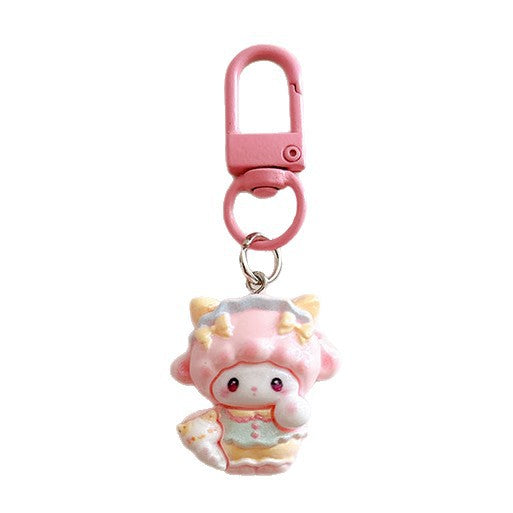 Wholesale Cute Resin Bow Lamb Keychain Cartoon Pink Bag Charm Fashion Accessory Gift For Girls