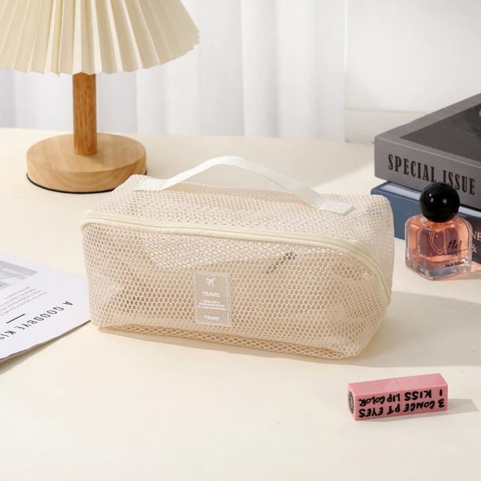 Wholesale Chic Mesh Cosmetic Bag Travel Multipurpose Organizer Handbag For Cosmetics Storage