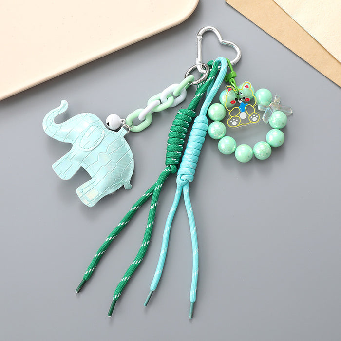 Wholesale Leather bow heart pendant luggage keychain lanyard accessories single buckle tassel pendant accessories