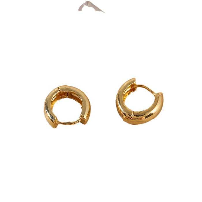 Wholesale Ladies' high-end copper material smooth concealed buckle versatile circle earrings in stock