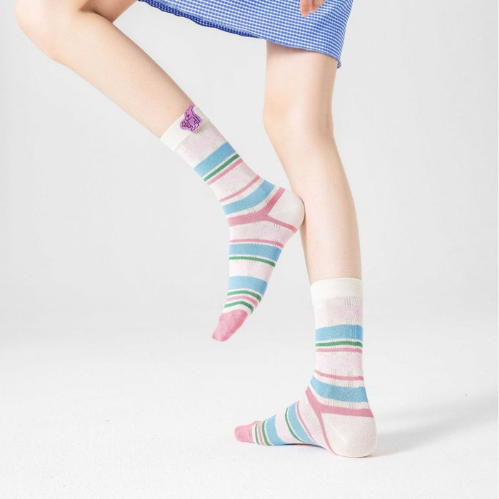 Wholesale Boneless socks for children, mid tube socks, cotton pile socks, white boneless color blocked socks for children