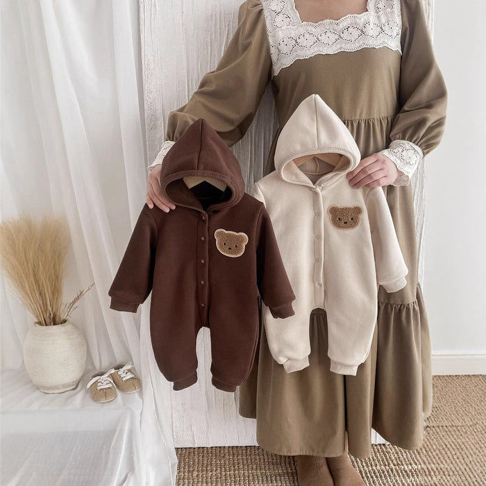 Wholesale Autumn and Winter Baby Jumpsuit Thick Fleece Bear Crawling Clothes JDC-BC-WeiNiS019