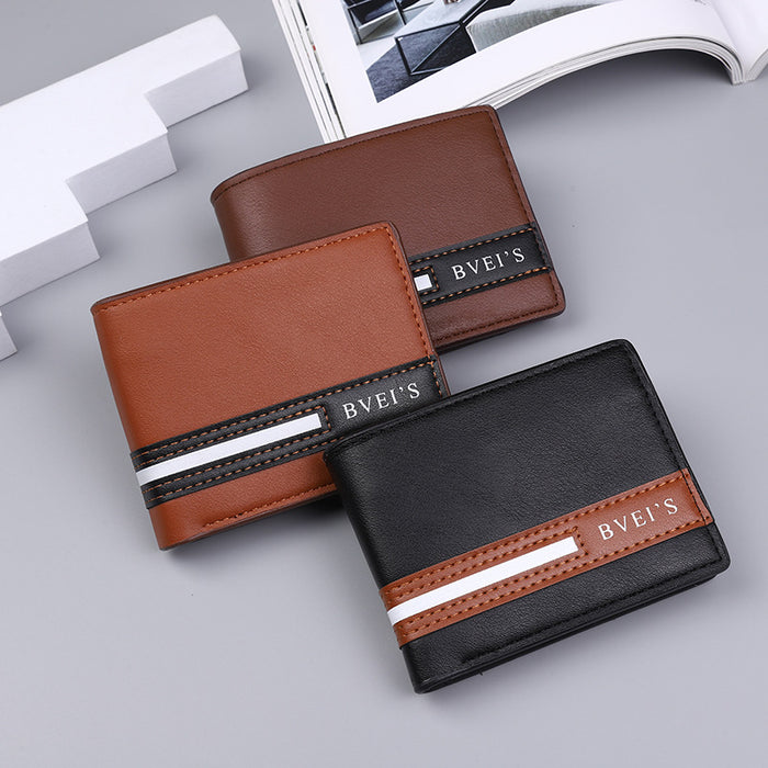 Wholesale PU Leather Men' s Bifold Wallet with Letter Design and Multiple Card Slots Stylish Everyday Accessory