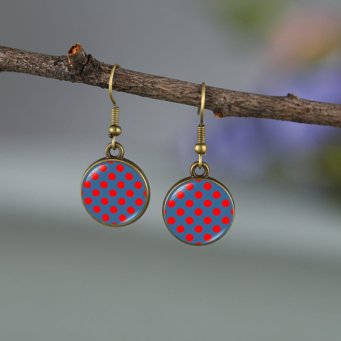 Wholesale Round Polka Dot Pattern Earrings for Men and Women Creative Earrings