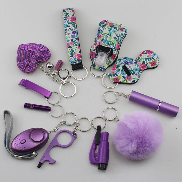 Wholesale Multifunctional Plush Diamond Heart 5-piece Keychain 12-piece Set JDC-KC-TouMS038