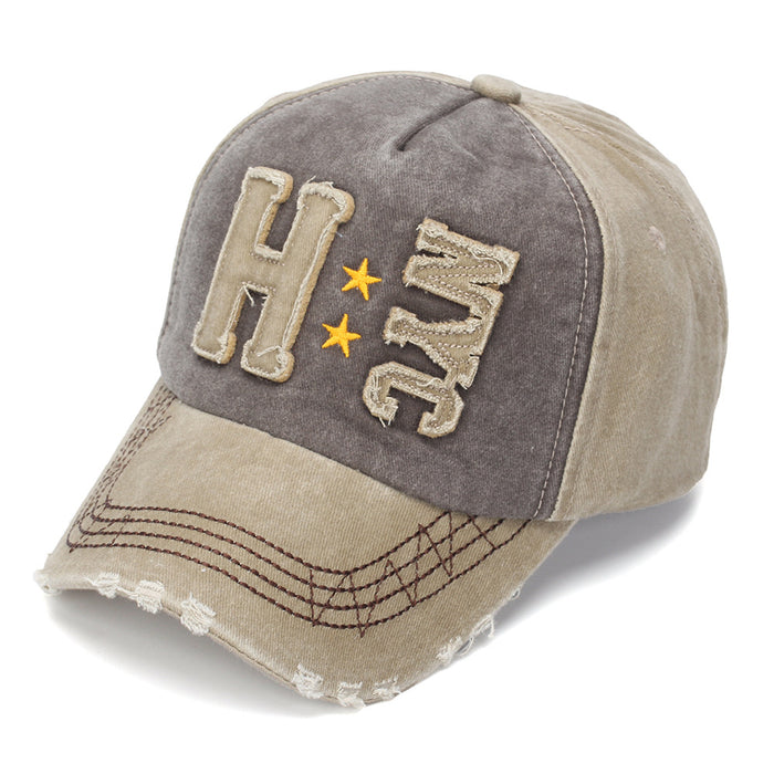 Wholesale Trendy Distressed Baseball Cap with Letter Patch Summer Sun Hat for Resale