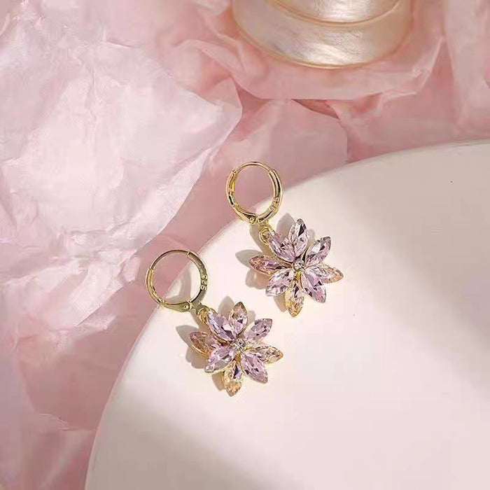 Wholesale  flower earrings Women's  crystal flower earrings earrings zircon petal earrings