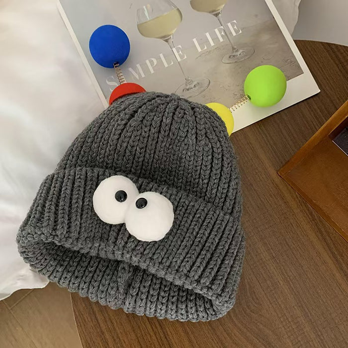 Wholesale Cartoon Big Eyes Small Monster Wool Hat for Children Autumn and Winter Cute Cute Funny Couple Knitted Hat