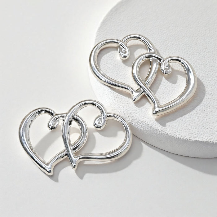 Wholesale Beach Vacation Style Double Heart Beaded Jewelry Set Alloy Necklace and Bracelet MOQ≥2