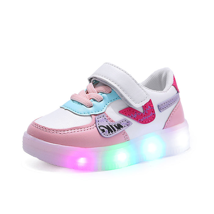 Wholesale Boys' Sports Shoes Korean Version Velcro Soft Soled Children's Board Shoes Girls' LED Illuminated Shoes Trendy JDC-KS-GS004