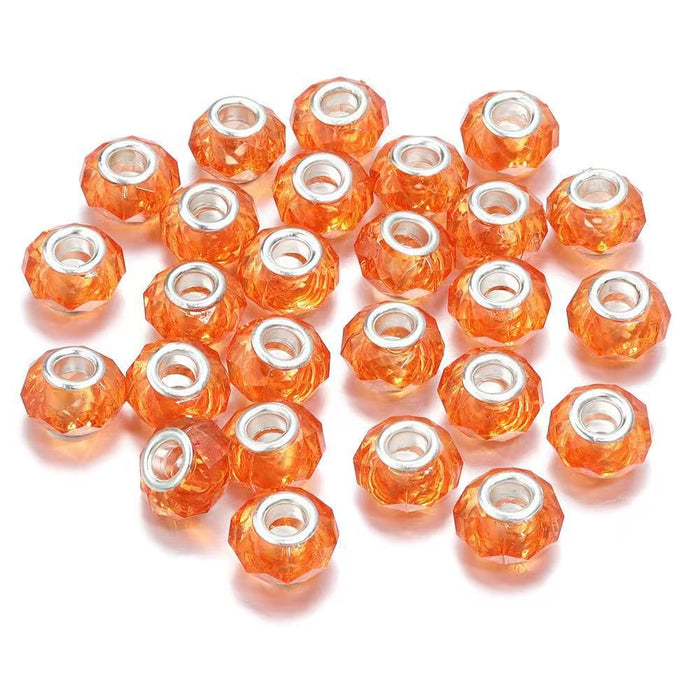 Wholesale spacer Faceted Wheel Plastic Beads Large Hole DIY Jewelry Craft Supply MOQ≥10