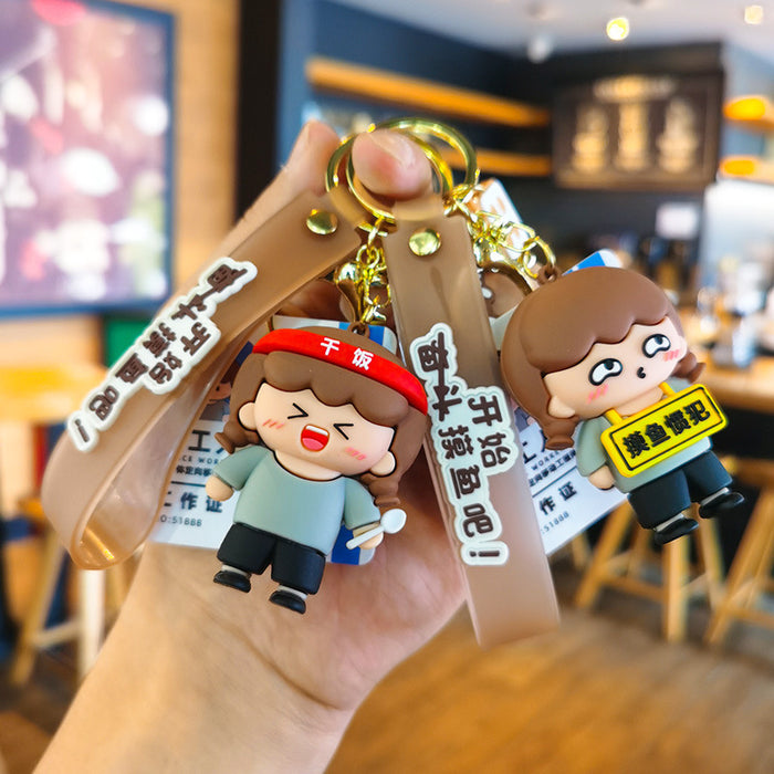 Wholesale Cartoon 3D Doll Rubber Keychain JDC-KC-Tingm031