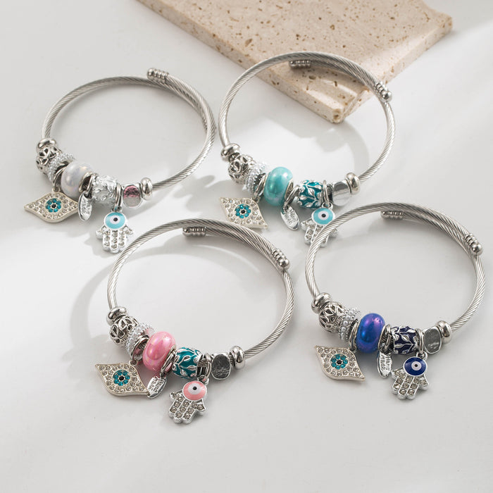 Wholesale Stainless Steel Evil Eye Pendant Bracelet