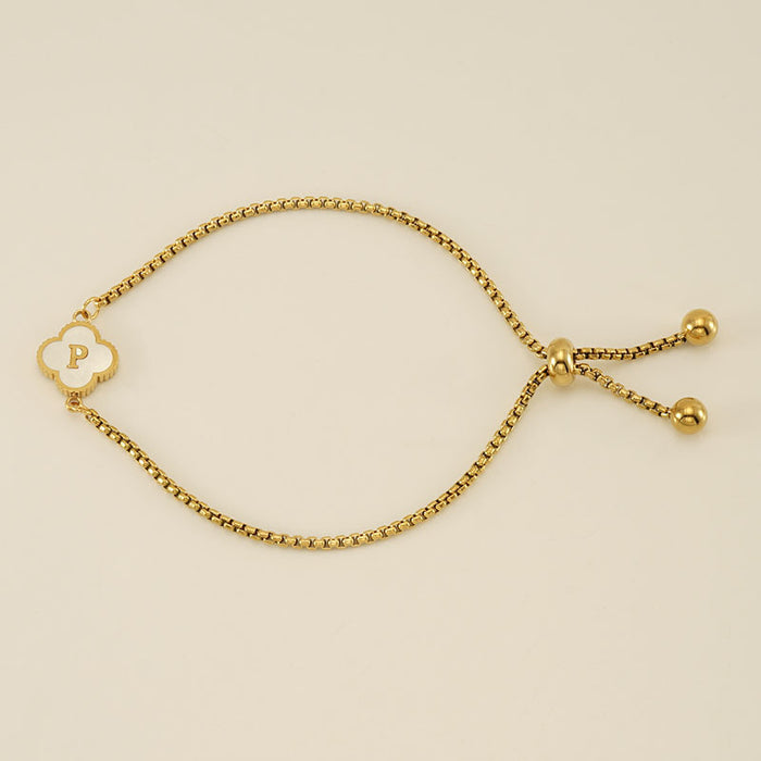 Wholesale Stainless Steel Seashell Four-Leaf Clover Letter Bracelet