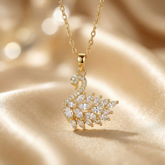 Wholesale Chic Necklace Titanium Steel Gold Plated Zircon Pendant Jewelry Accessory MOQ≥2