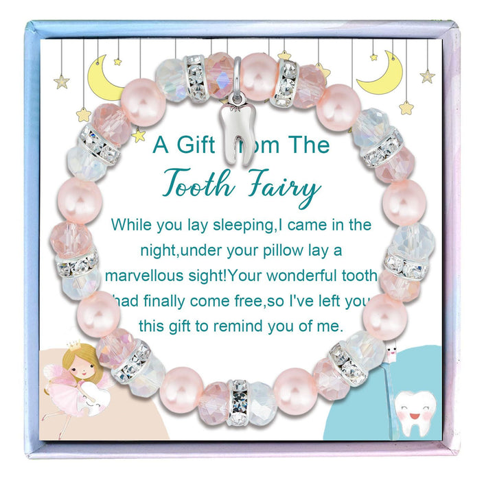 Wholesale Women S Pink Faux Pearl Bracelet With Tooth Fairy Pendant Beaded Charm Jewelry Fashion Accessory For Boutique Resale