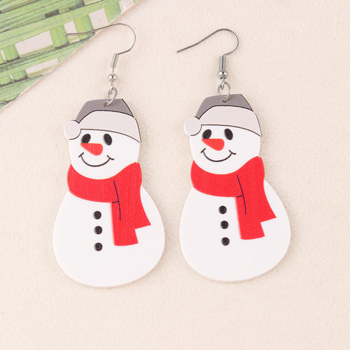 Wholesale Cartoon Christmas Series Acrylic Earrings Snowman Cup Flower Personalized Wine Bottle Earrings Ear Jewelry